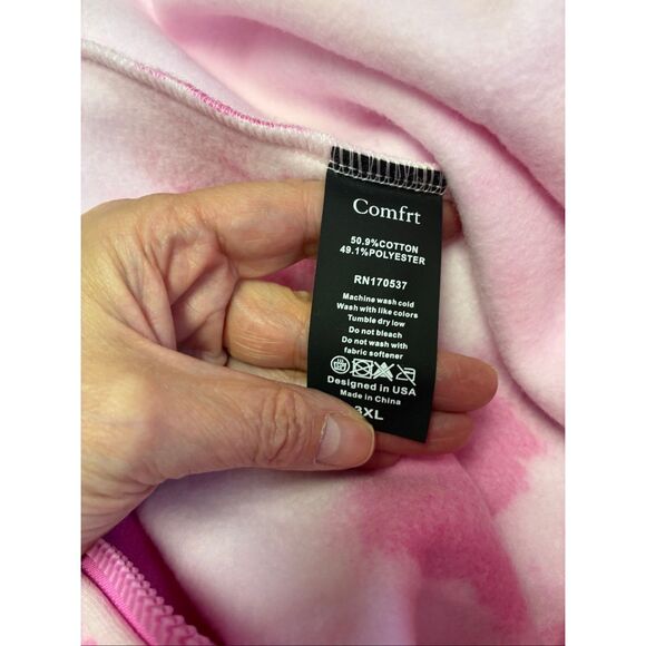 Comfrt NWT Minimalist Zip Up Hoodie in Strawberry Swirl Size 3XL - Picture 9 of 11